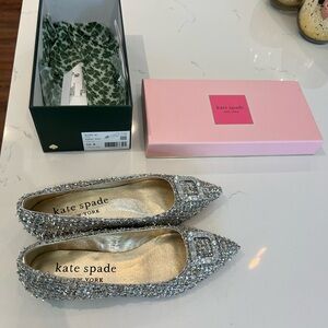 Kate Spade women’s flats in sparkly tweed, size 10, new in box